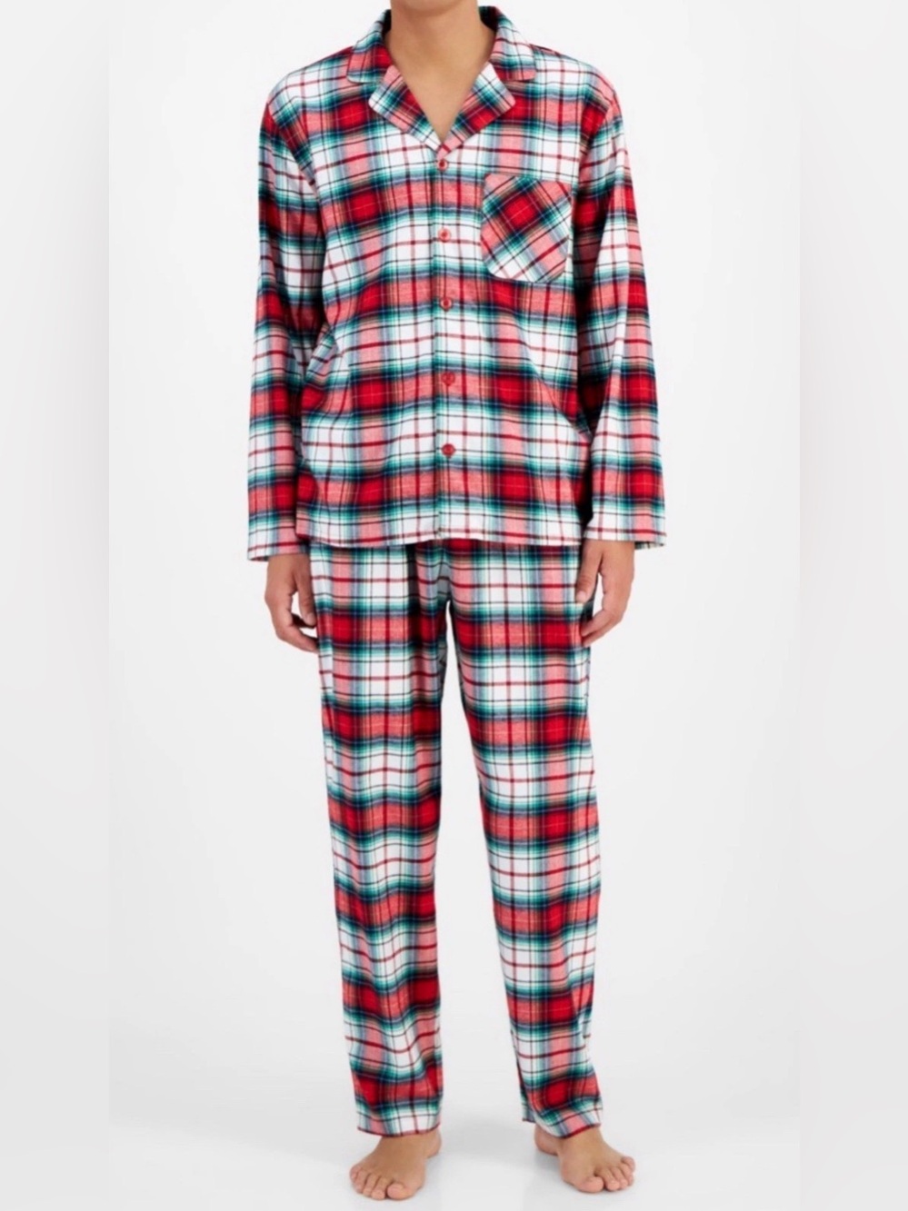 Holiday Lane Men's Winterton Plaid Notch Collar Pajama Set Multicolored XL
